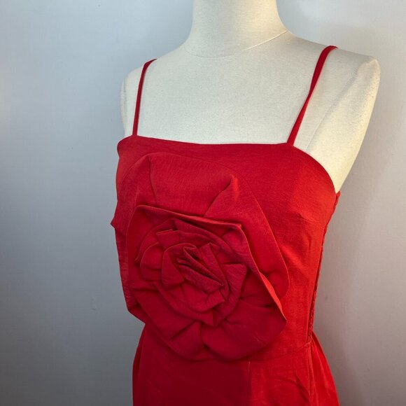 Monteau Women's Red Flower Front Spaghetti Strap Sun Dress - Size Small - NWT - Picture 2 of 5